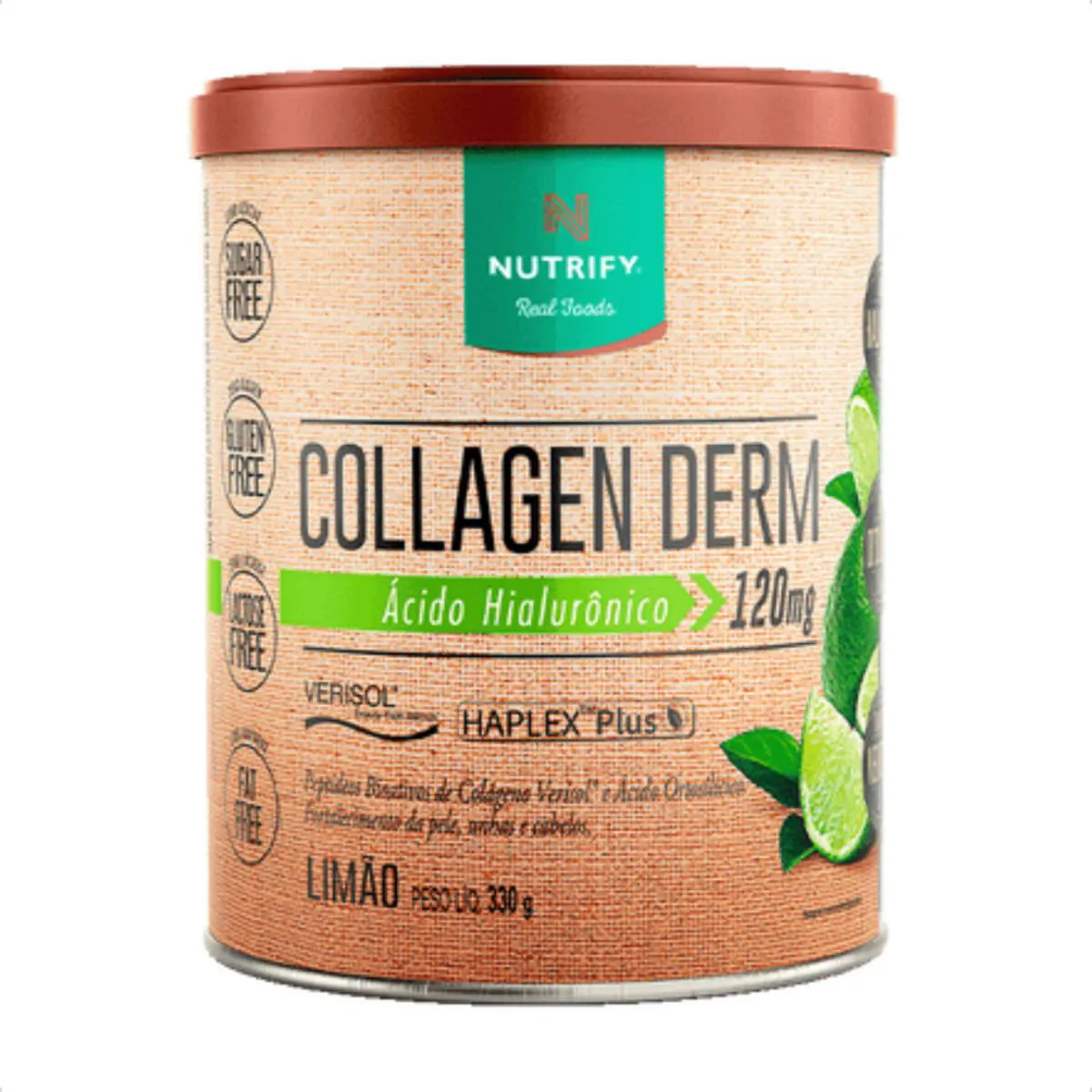 ÁCIDO HIALURôNICO COLLAGEN DERM 120MG VERISOL 330G NUTRIFY Limão