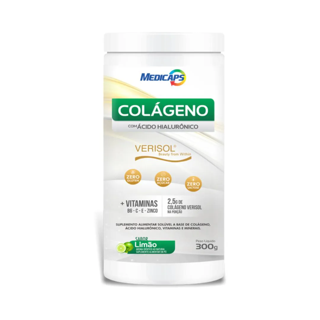 COLáGENO COM ÁCIDO HIALURONICO VERISOL - MEDICAPS LIMãO