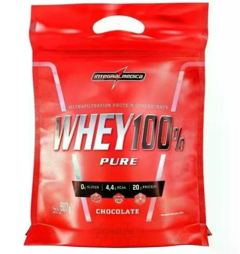 WHEY 100% PURE INTEGRALMEDICA CHOCOLATE REFIL 907G