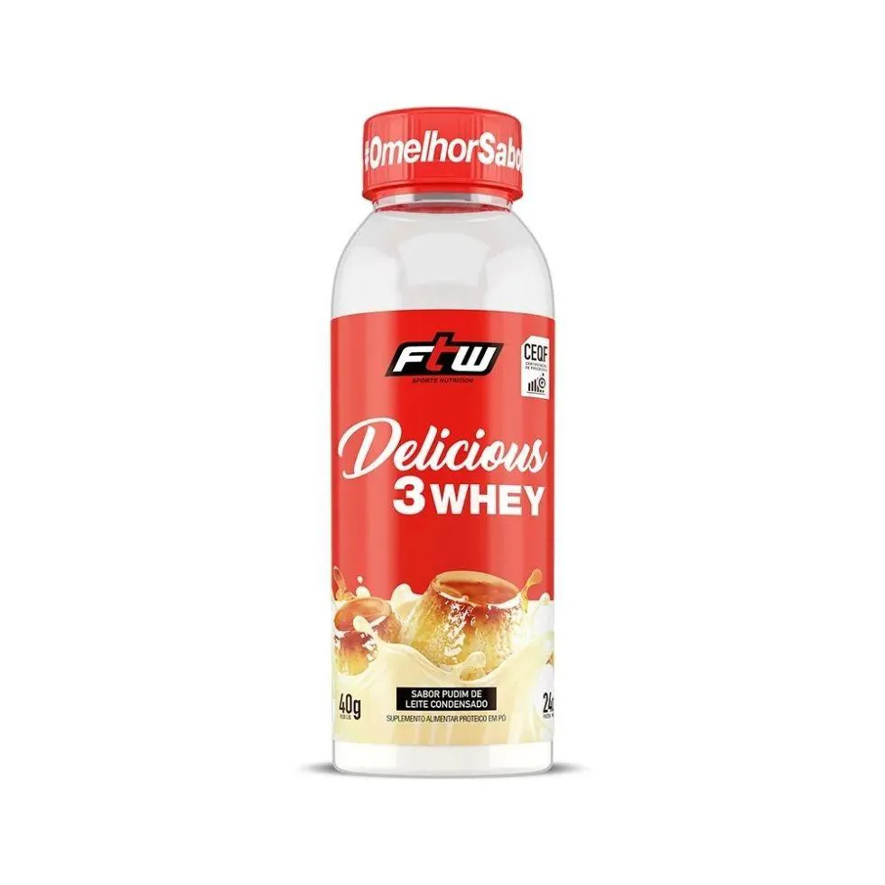 DELICIOUS 3WHEY (40G) - VENCIMENTO 31/08/2025 - SABOR: PUDIM DE LEITE CONDENSADO