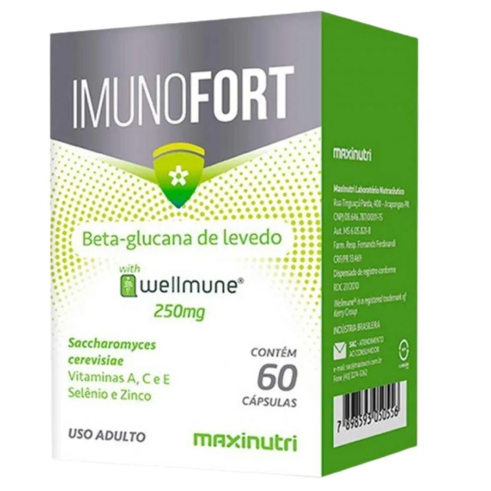 IMUNOFORT (WELLMUNE + VITAMINAS A, C, E, ZINCO E SELêNIO) 60 CáPSULAS - MAXINUTRI