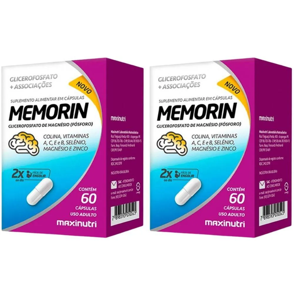 KIT 2X  MEMORIN ( FóSFORO + VITAMINAS) 60 CáPSULAS - MAXINUTRI