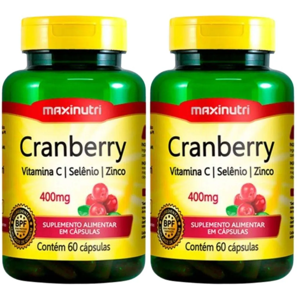 KIT 2X CRANBERRY + VITAMINA C E ZINCO 60 CáPSULAS - MAXINUTRI