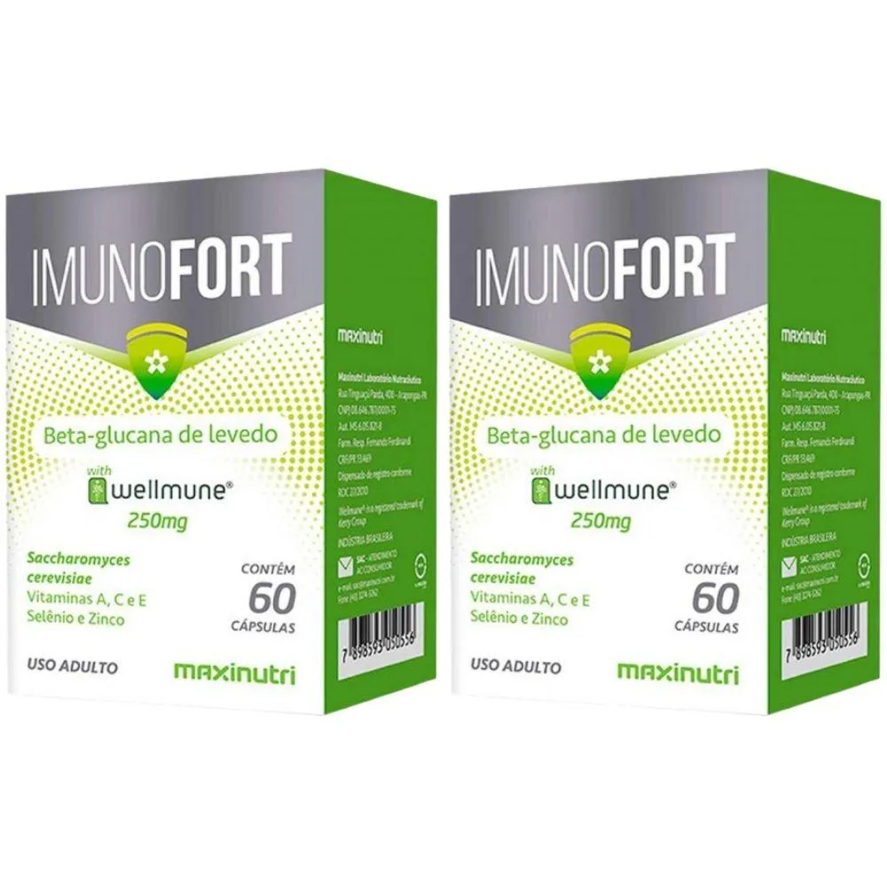 KIT 2X IMUNOFORT (WELLMUNE + VITAMINAS A, C, E, ZINCO E SELêNIO) 60 CáPSULAS - MAXINUTRI