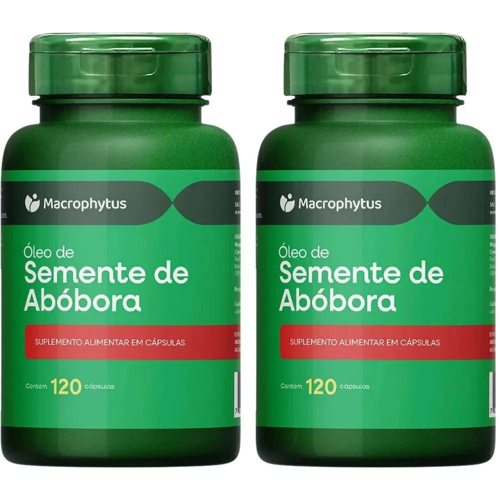 KIT 2X ÓLEO DE SEMENTE DE ABóBORA 120 CáPSULAS - MACROPHYTUS
