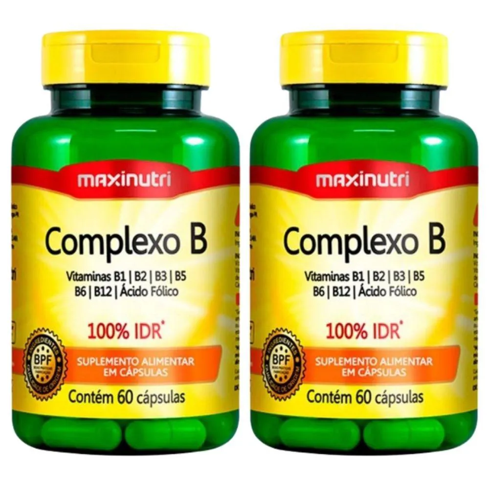 KIT 2X VITAMINAS DO COMPLEXO B 100% IDR 60 CáPSULAS - MAXINUTRI