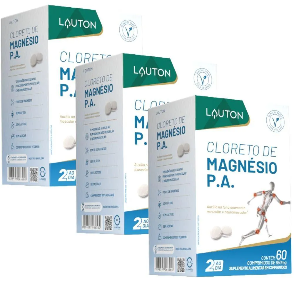 KIT 3X CLORETO DE MAGNéSIO P.A 60 COMPRIMIDOS - LAUTON