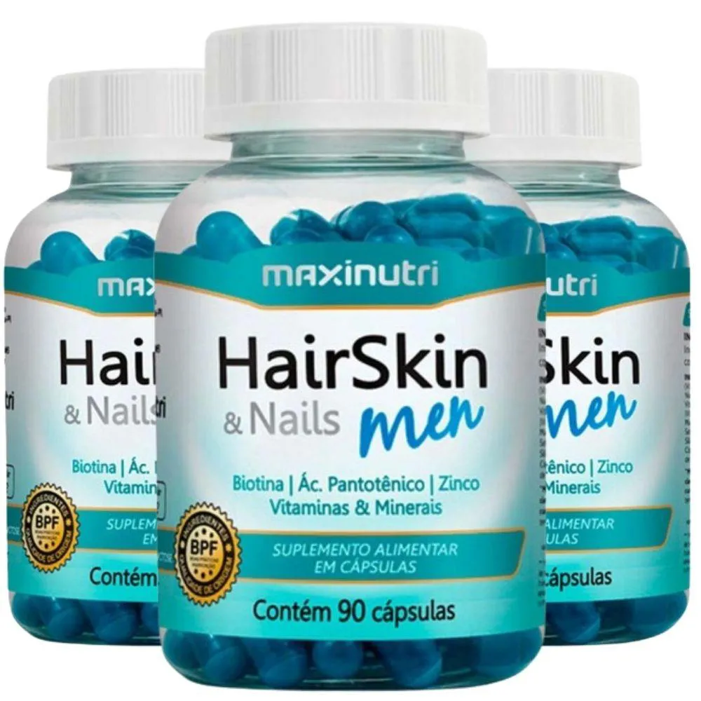 KIT 3X HAIRSKIN MEN 90 CáPSULAS - MAXINUTRI