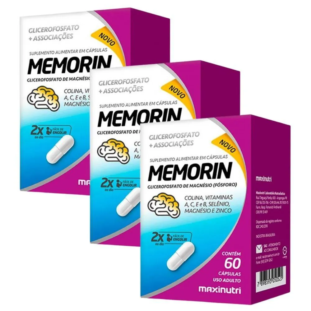 KIT 3X MEMORIN ( FóSFORO + VITAMINAS) 60 CáPSULAS - MAXINUTRI
