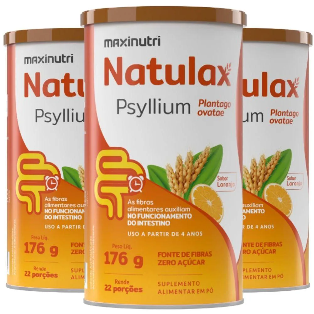 KIT 3X NATULAX PSYLLIUM 176G - MAXINUTRI Laranja