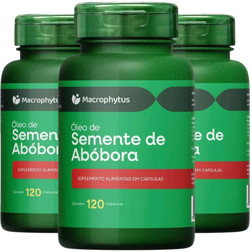KIT 3X ÓLEO DE SEMENTE DE ABóBORA 120 CáPSULAS - MACROPHYTUS