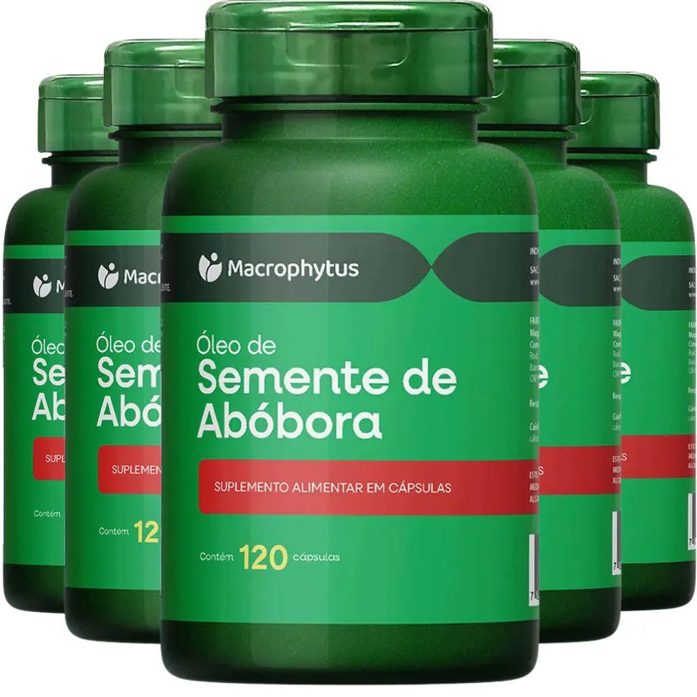 KIT 5X ÓLEO DE SEMENTE DE ABóBORA 120 CáPSULAS - MACROPHYTUS