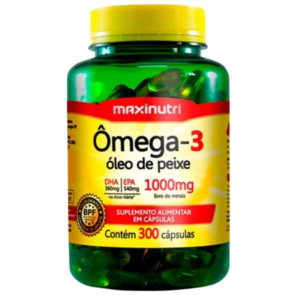 ÔMEGA 3 (ÓLEO DE PEIXE 1000MG) 300 CáPSULAS - MAXINUTRI