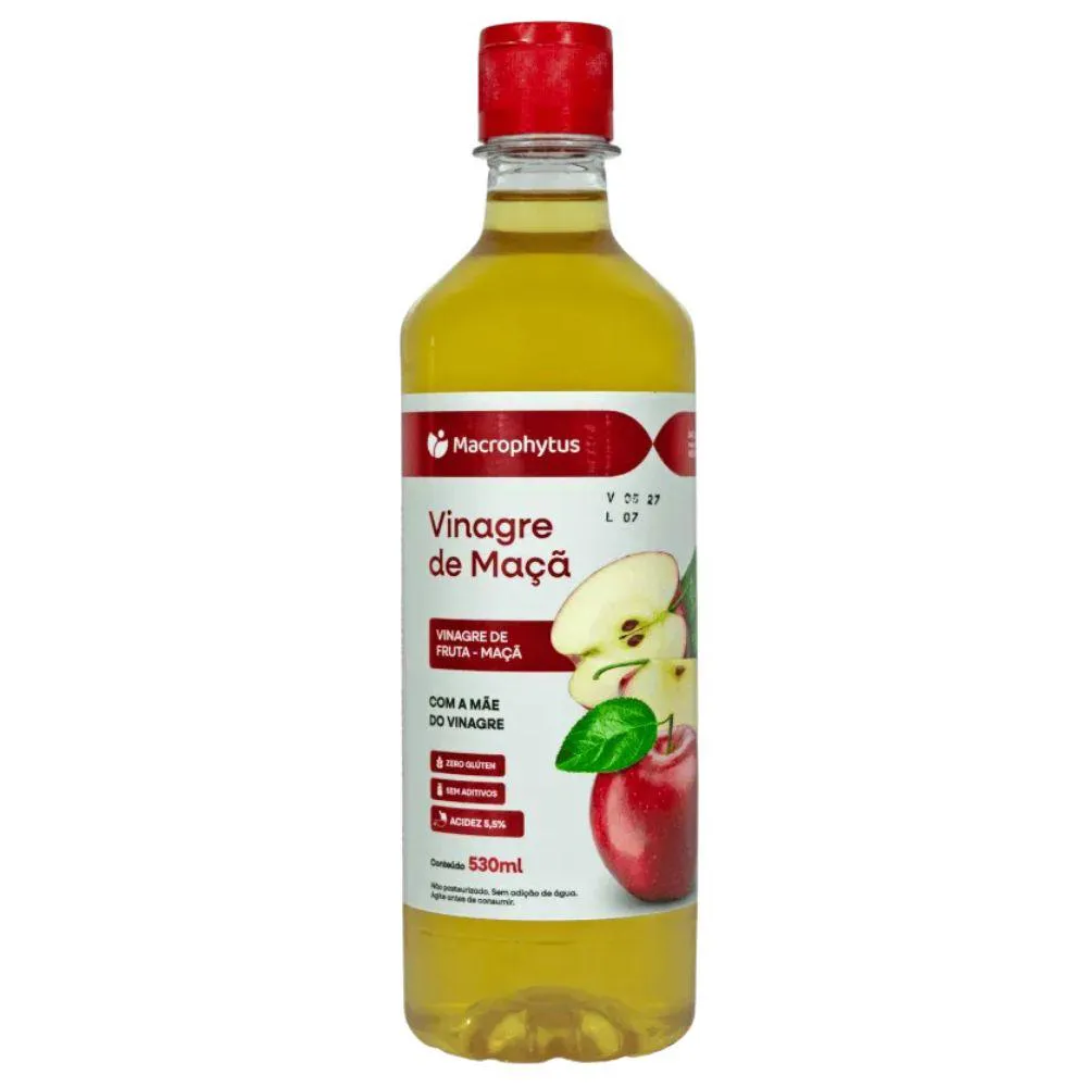 VINAGRE DE MAçA COM 5,5% DE ACIDEZ 530ML - MACROPHYTUS