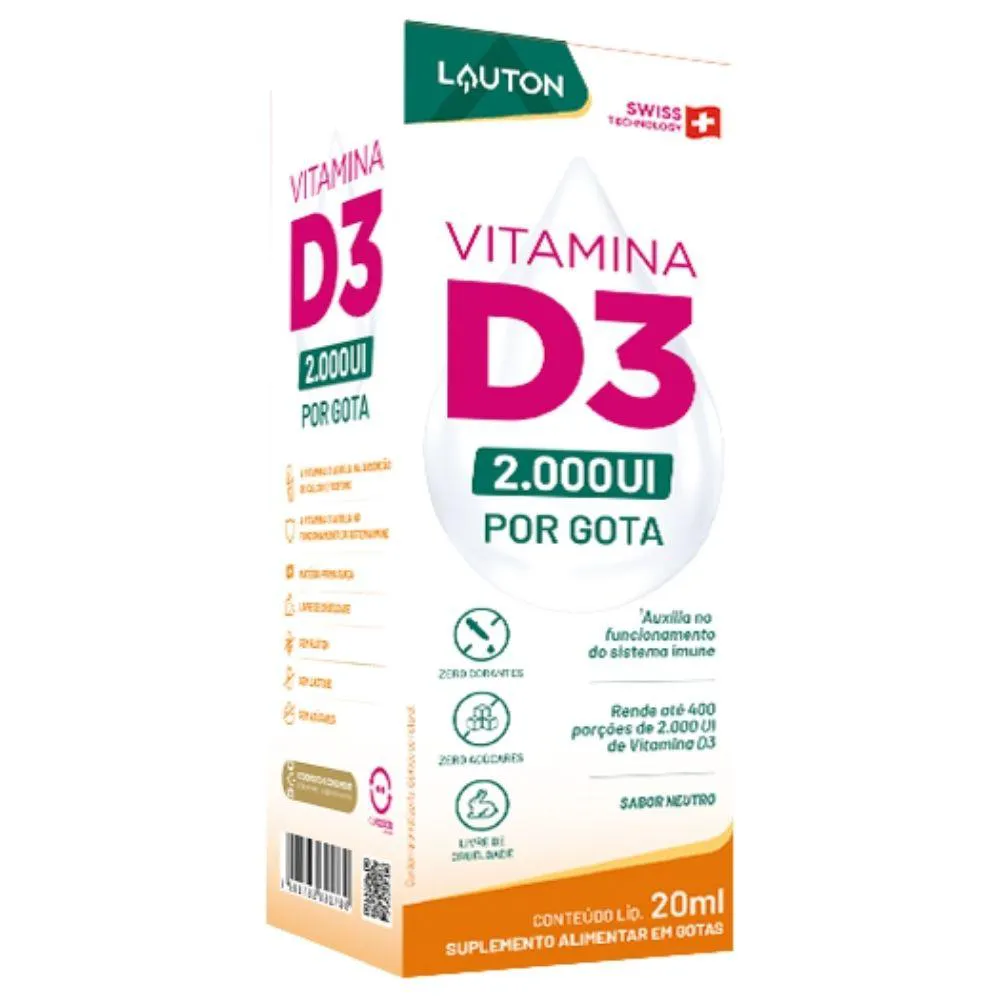 VITAMINA D3 PURA EM GOTAS 20ML - LAUTON
