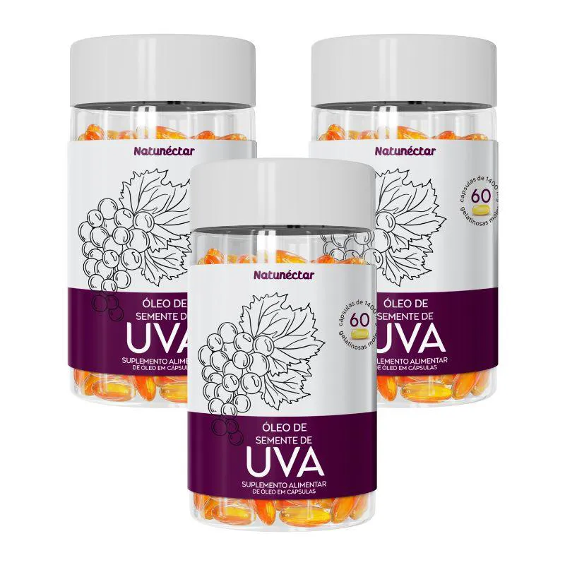 KIT ÓLEO DE SEMENTE DE UVA NATUNECTAR - 3 UNID (180 CáPSULAS)
