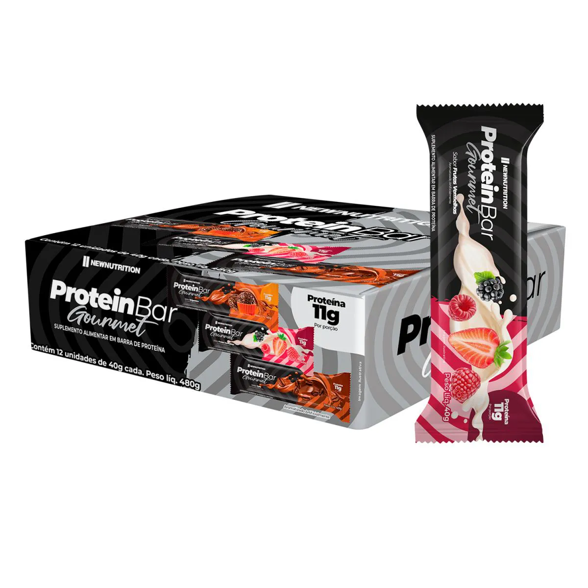 BARRA PROTEICA GOURMET 40G SABOR FRUTAS VERMELHAS