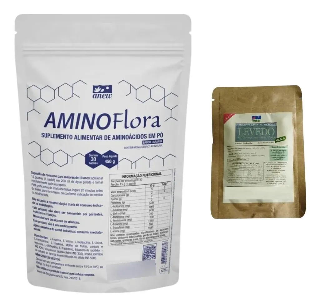 AMINOFLORA ANEW 450G + 01 SACHê LEVEDO ANEW 20 CáPS