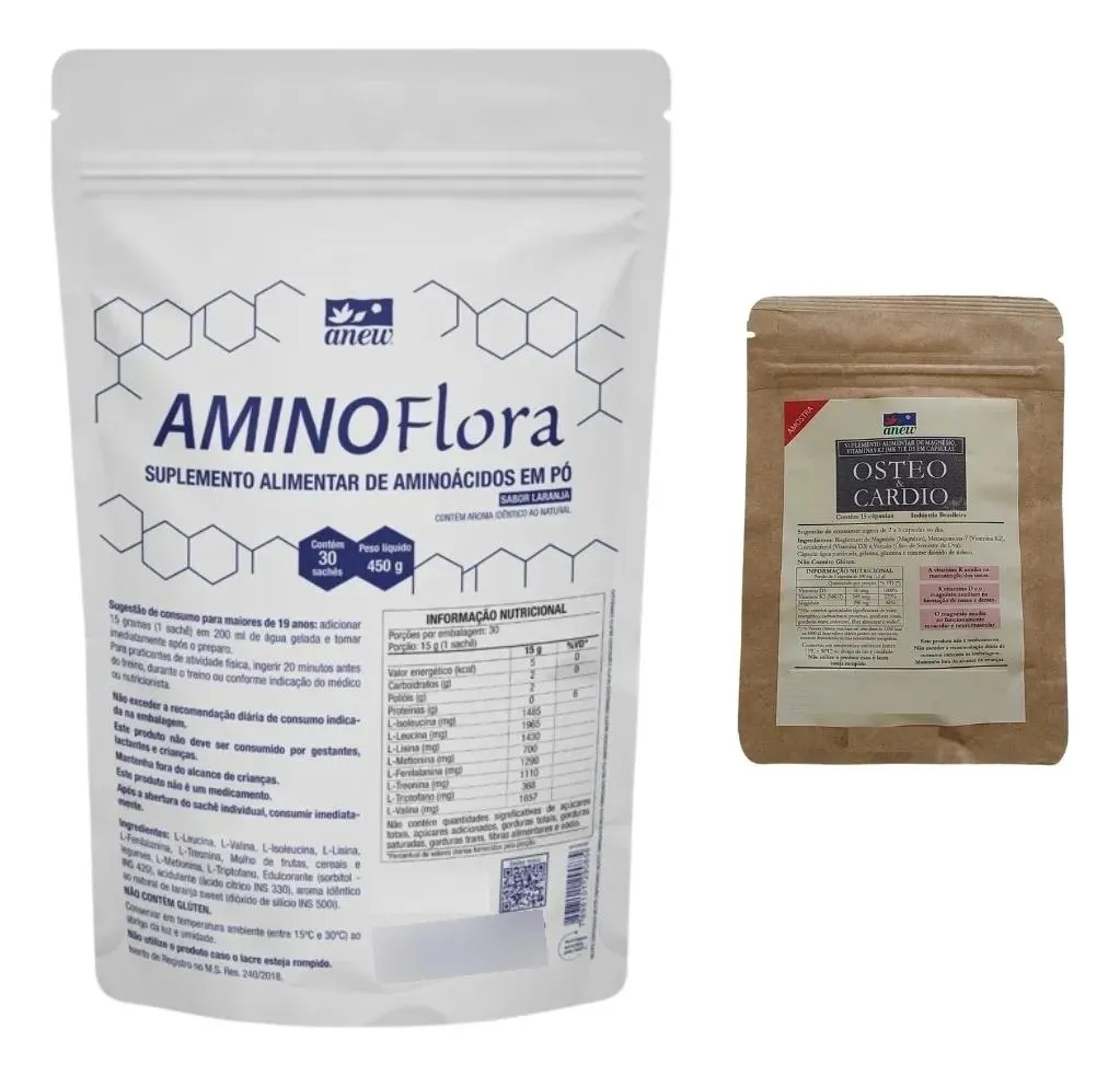 AMINOFLORA ANEW 450G + 01 SACHê OSTEO CARDIO 15 CáPS