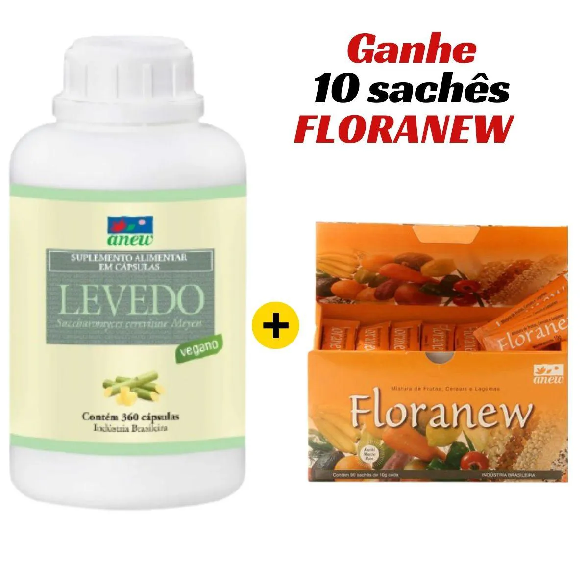 KIT LEVEDO ANEW VEGANO 360 CáPS + FLORANEW 90 SACHêS + 10 SACHêS