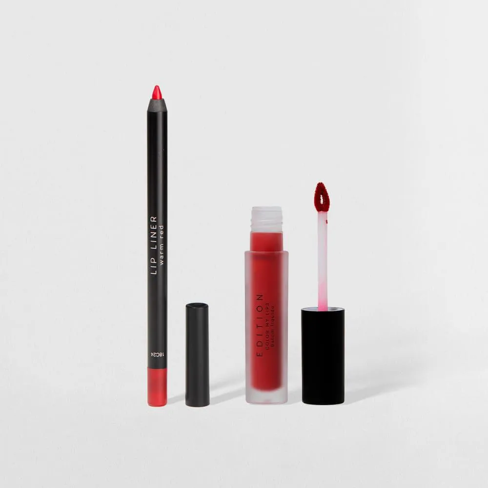 KIT BATOM LíQUIDO VERMELHO + LáPIS LABIAL VERMELHO OCéANE EDITION (2 PRODUTOS)