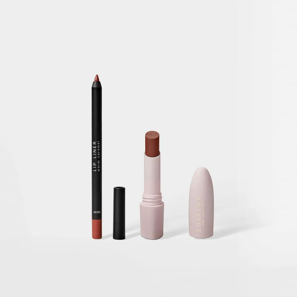KIT BATOM MARROM + LáPIS LABIAL WARM CARAMEL OCéANE EDITION (2 PRODUTOS)