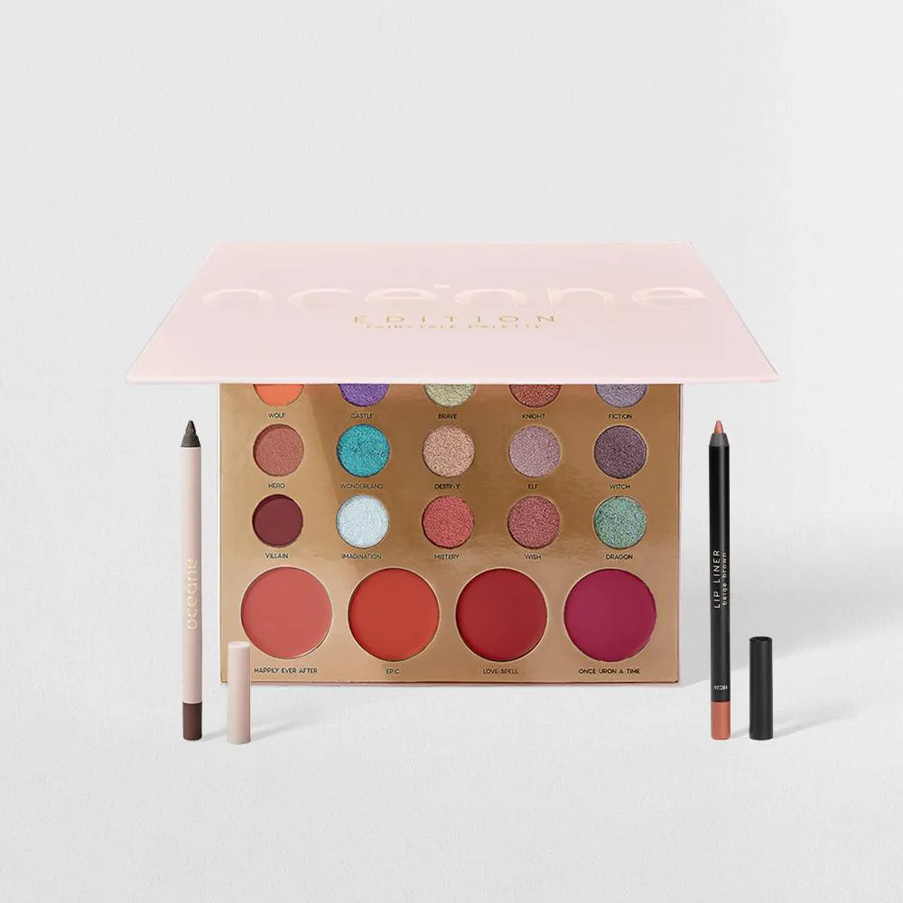 KIT PALETA MULTIFUNCIONAL FAIRYTALE + LáPIS PARA OLHOS BRONZE + LáPIS LABIAL NUDE OCéANE EDITION (3 PRODUTOS)