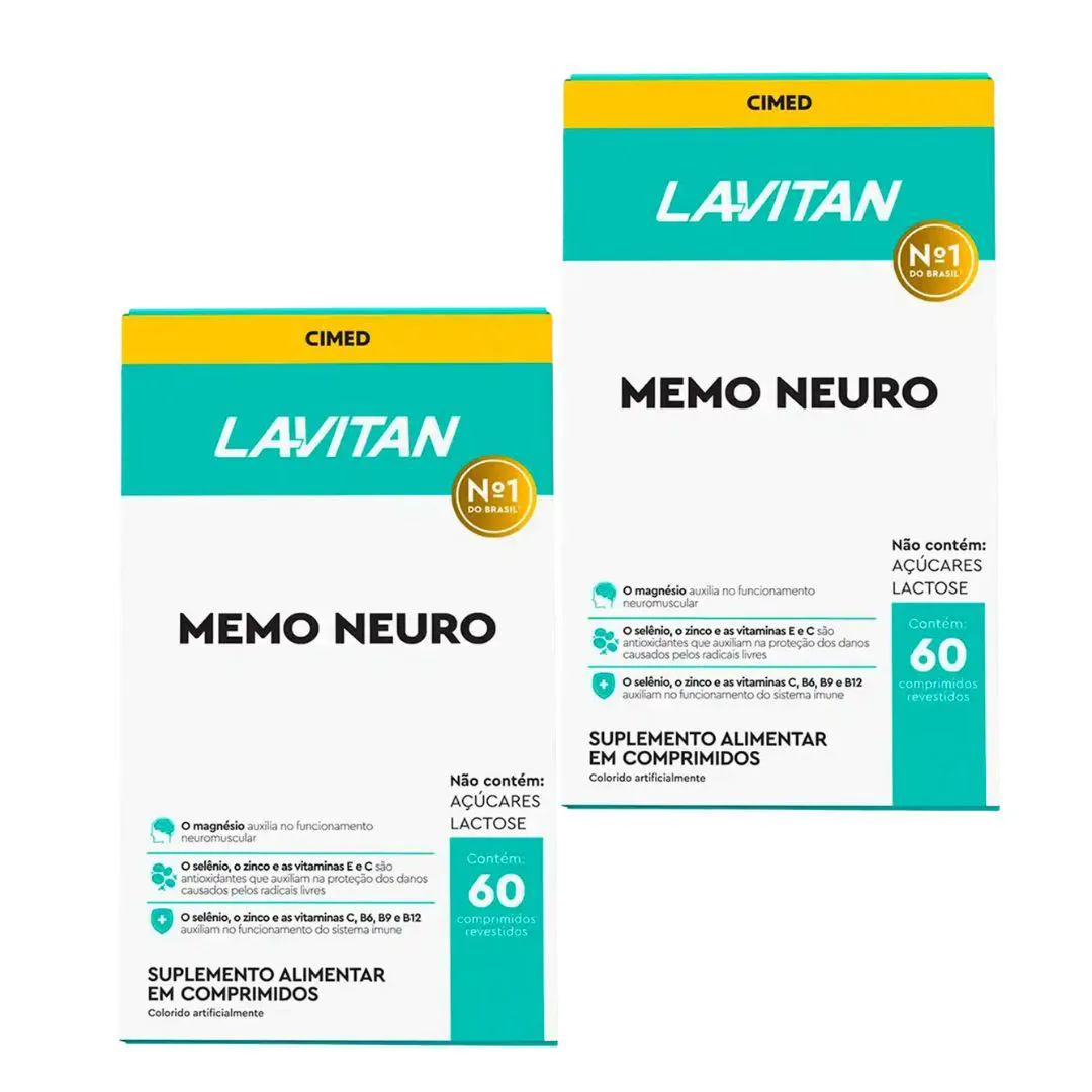 KIT 2 UNIDADES LAVITAN MEMO NEURO CIMED COM 60 CAPSULAS