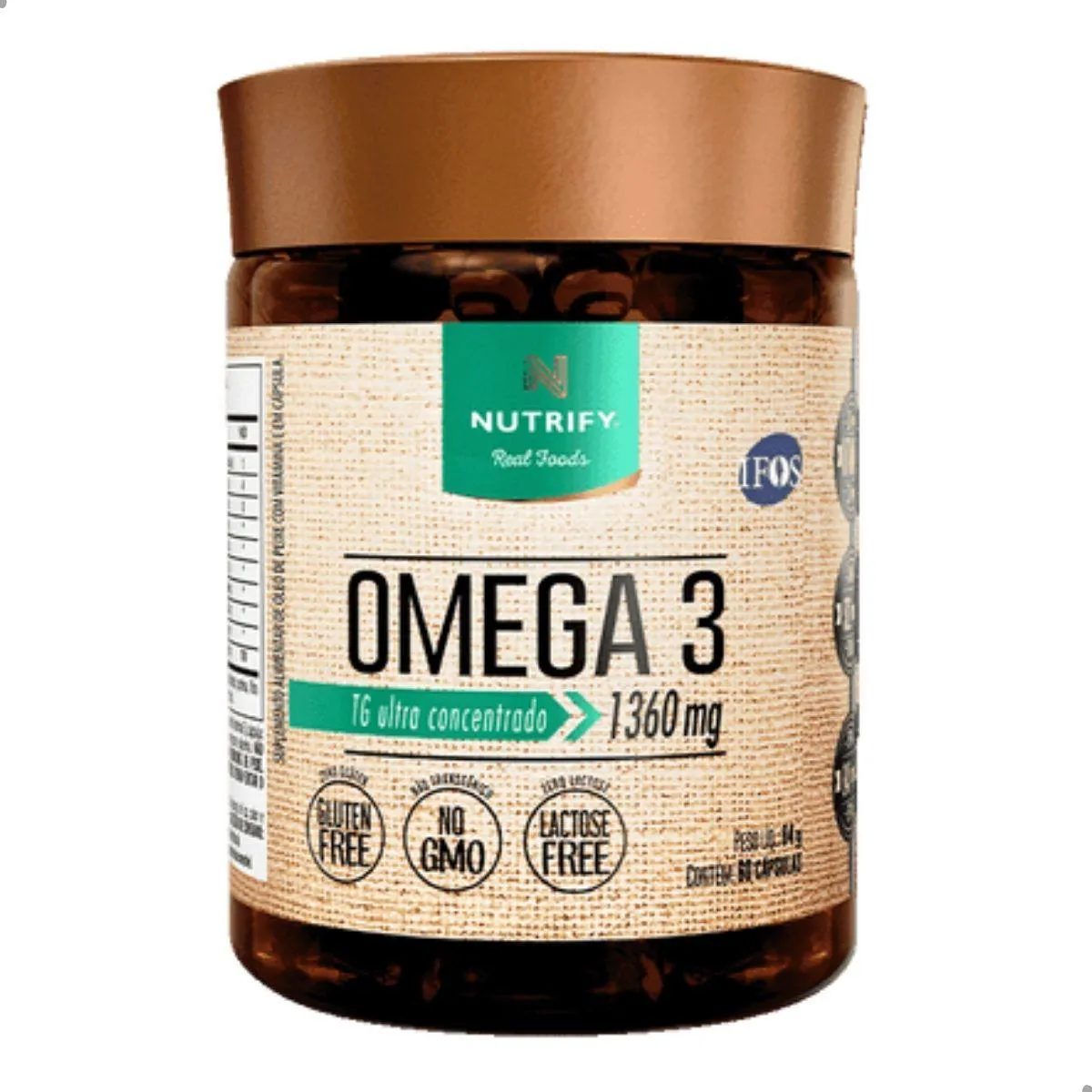 ÔMEGA 3 TG ULTRA CONCENTRADO 1360MG 60 CAPSULAS NUTRIFY SEM Sabor