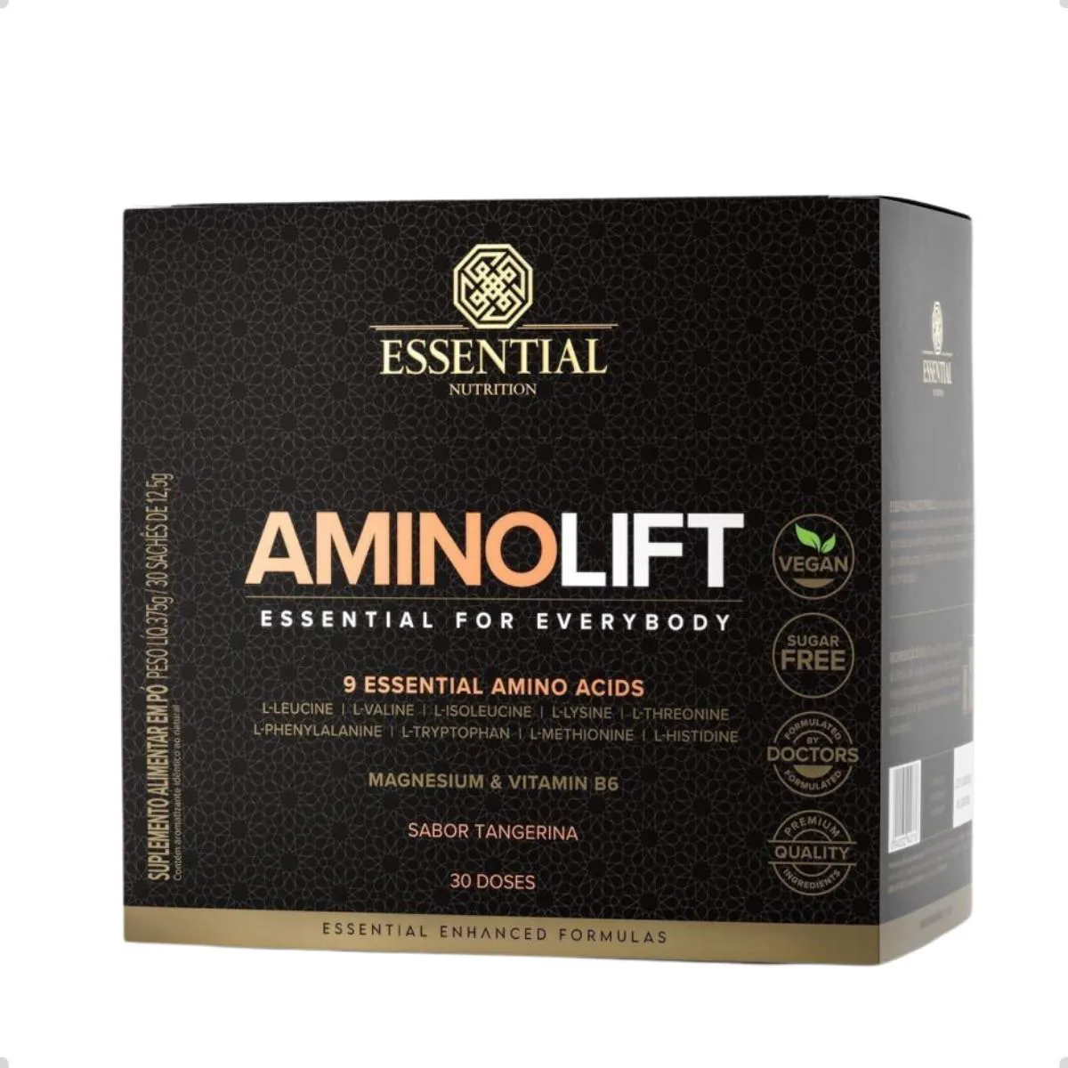 AMINOLIFT VEGANO 30 SACHê 12,5G BOX 375G ESSENTIAL NUTRITION Tangerina