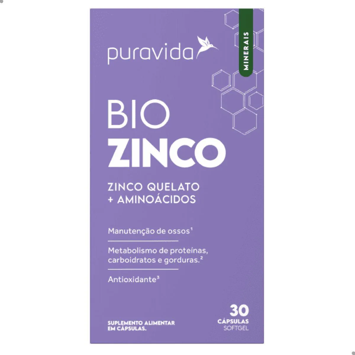 BIO ZINCO + AMINOáCIDOS 30 CAPS PURA VIDA Natural