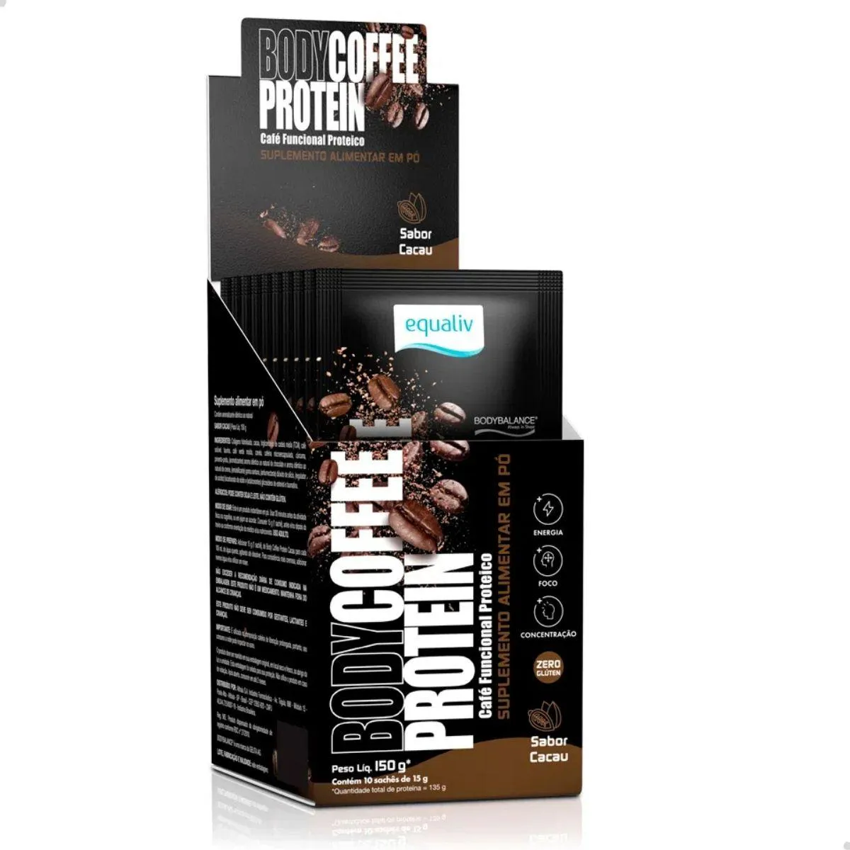 BODY COFFEE PROTEIN (150G) 10 SACHêS 15G EQUALIV Cacau