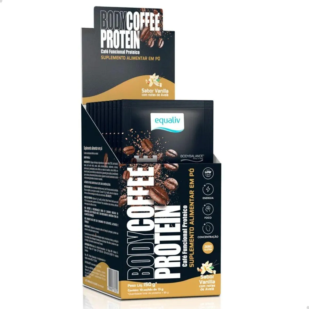 BODY COFFEE PROTEIN (150G) 10 SACHêS 15G EQUALIV Baunilha