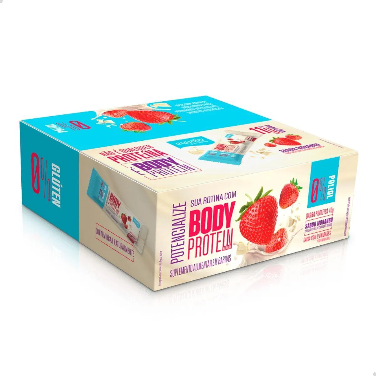 BARRA BODY PROTEIN SEM GLúTEN 9 UNIDADES 40G EQUALIV Morango