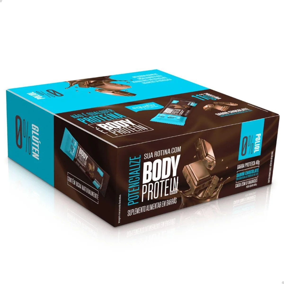 BARRA BODY PROTEIN SEM GLúTEN 9 UNIDADES 40G EQUALIV Chocolate