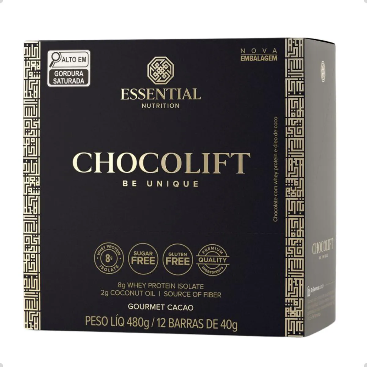 BARRA CHOCOLIFT BE UNIQUE 40G (480G) 12 UNIDADES ESSENTIAL Chocolate