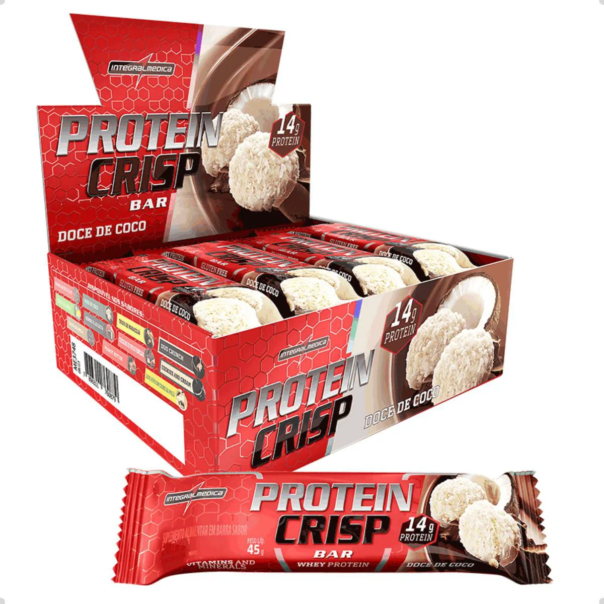 BARRA DE PROTEINA CRISP PROTEIN BAR 12UN 540G INTEGRALMEDICA Creme DE Coco