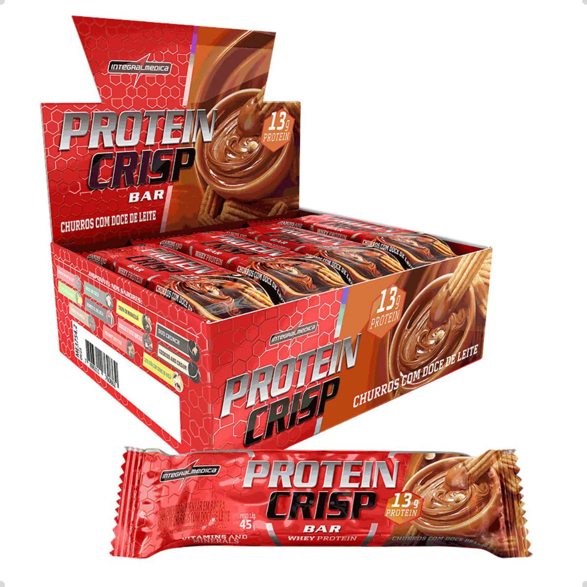 BARRA DE PROTEINA CRISP PROTEIN BAR 12UN 540G INTEGRALMEDICA Churros
