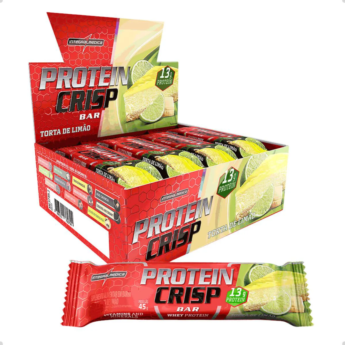 BARRA DE PROTEINA CRISP PROTEIN BAR 12UN 540G INTEGRALMEDICA Torta DE Limão