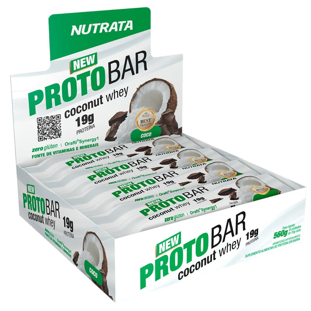 BARRA DE PROTEíNA PROTO BAR 70G 8 UNIDADES NUTRATA Coco