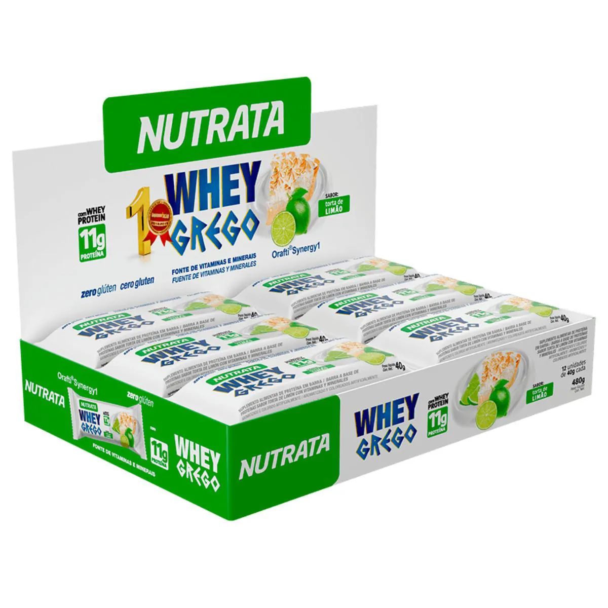 BARRA DE PROTEíNA WHEY GREGO 40G 12 UNIDADES NUTRATA Limão