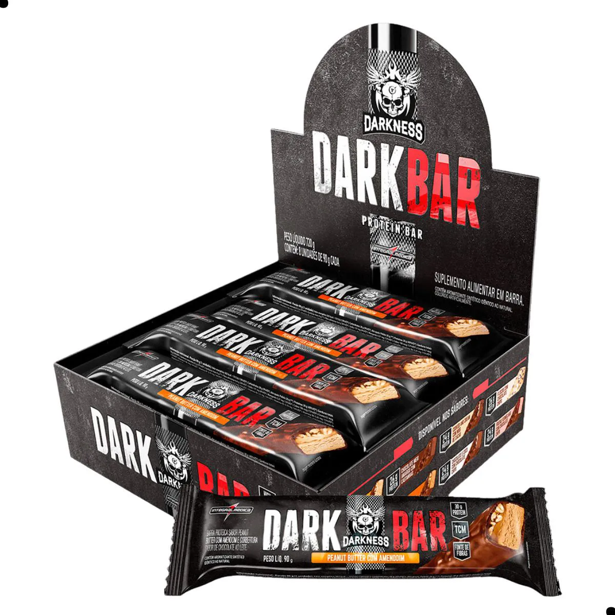 BARRA DE PROTEINA DARK BAR PROTEIN 8UN 720G DARKNESS Peanut Butter Amendoim