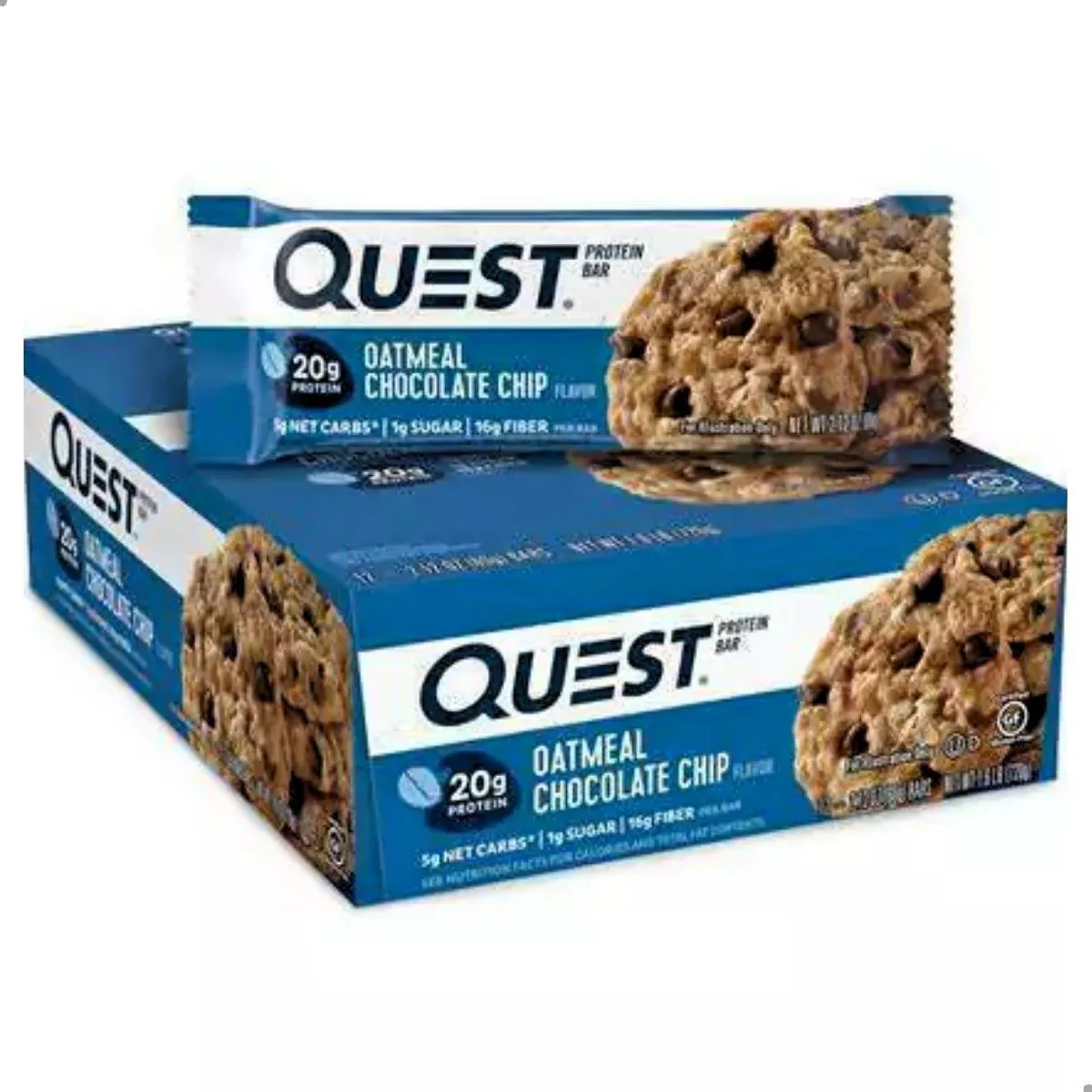 BARRA PROTEIN BAR 20G PROTEINA 12 UNIDADES 720G QUEST Aveia C Gotas DE Chocolate