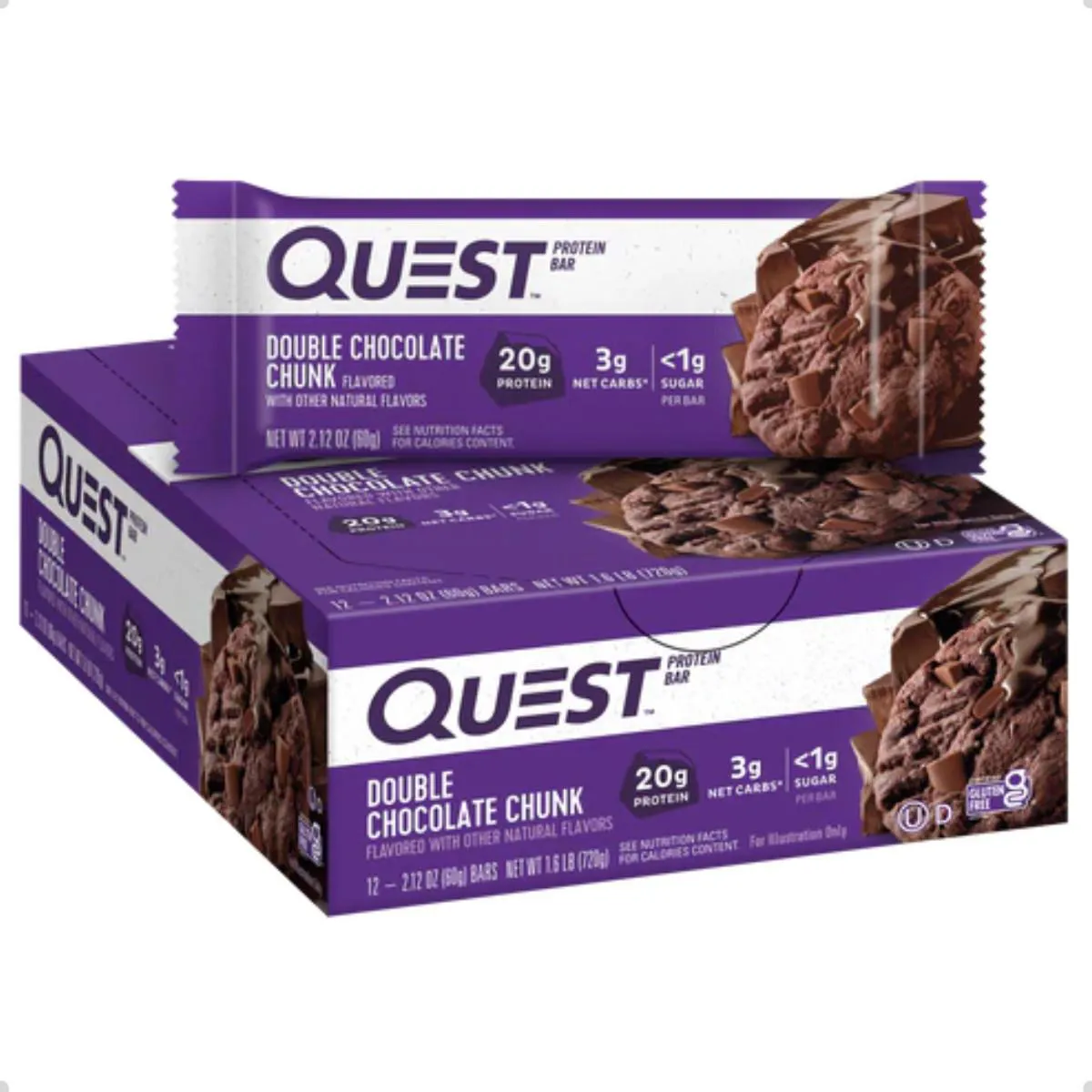 BARRA PROTEIN BAR 20G PROTEINA 12 UNIDADES 720G QUEST Double Chocolate