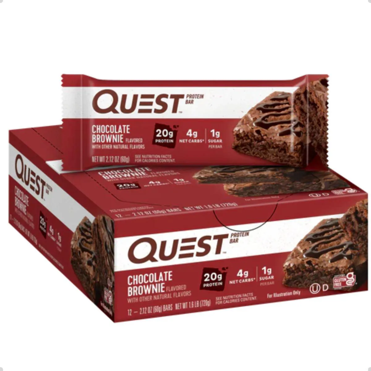 BARRA PROTEIN BAR 20G PROTEINA 12 UNIDADES 720G QUEST Chocolate Brownie