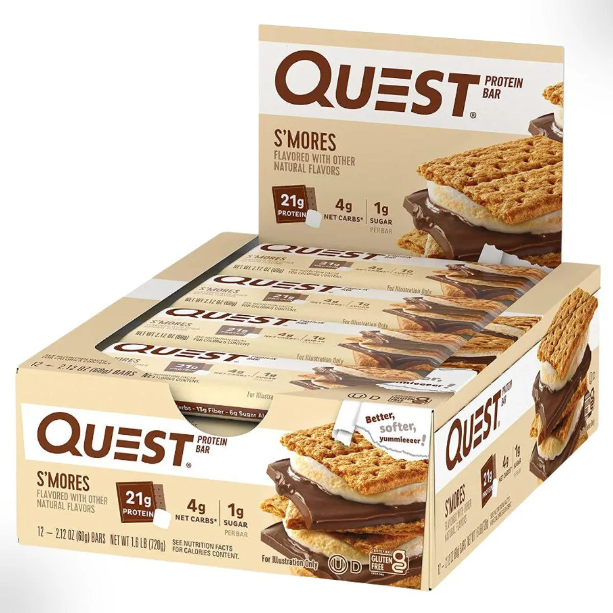 BARRA PROTEIN BAR 20G PROTEINA 12 UNIDADES 720G QUEST Chocolate COM Marshmallow