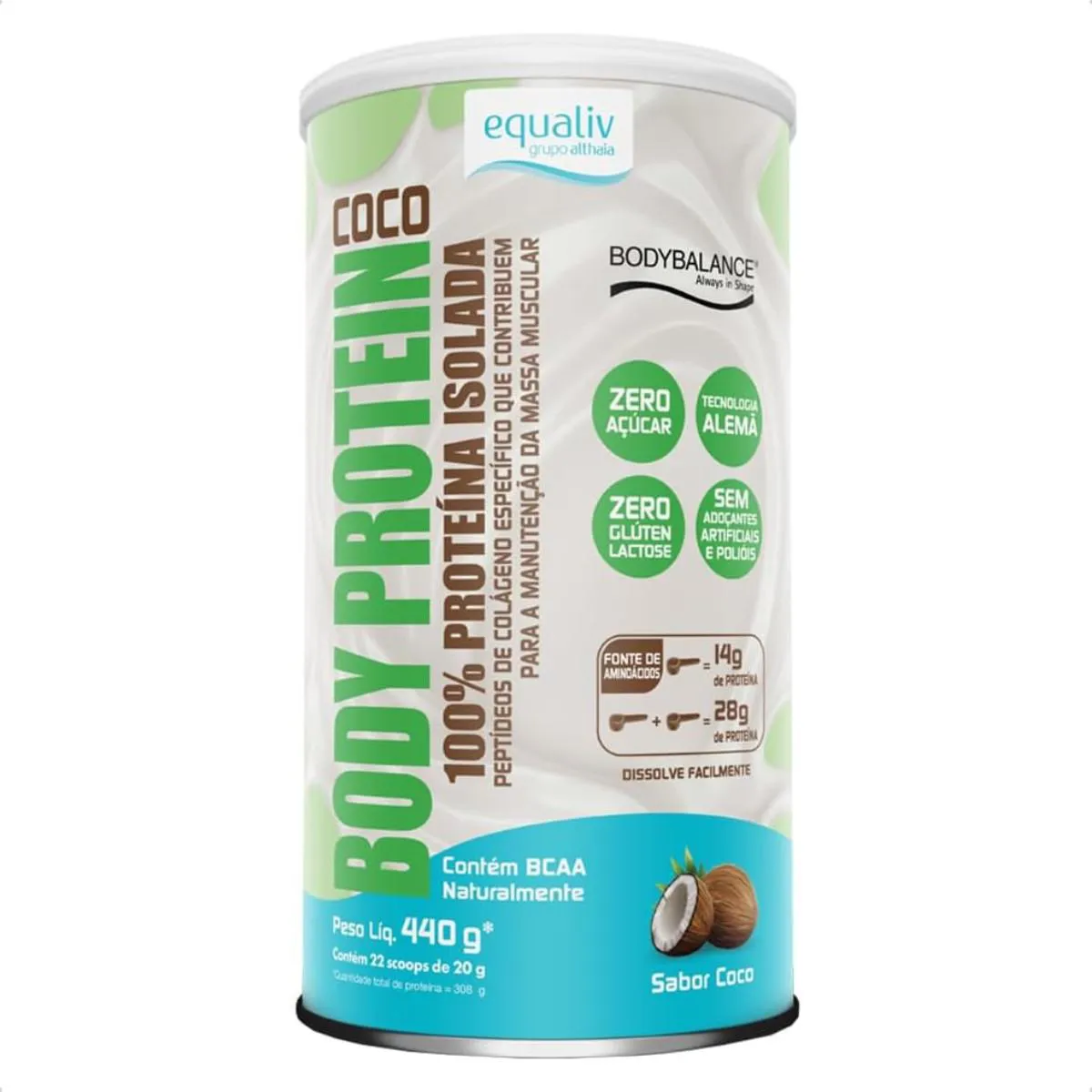 BODY PROTEIN COLLAGEN 100% ISOLADA 440G EQUALIV Coco