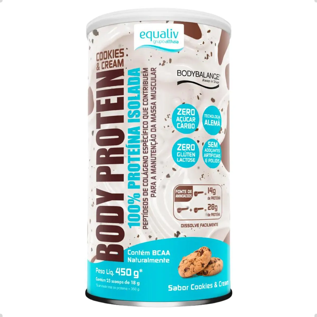 BODY PROTEIN COLLAGEN 100% ISOLADA 440G EQUALIV Cookies E Cream