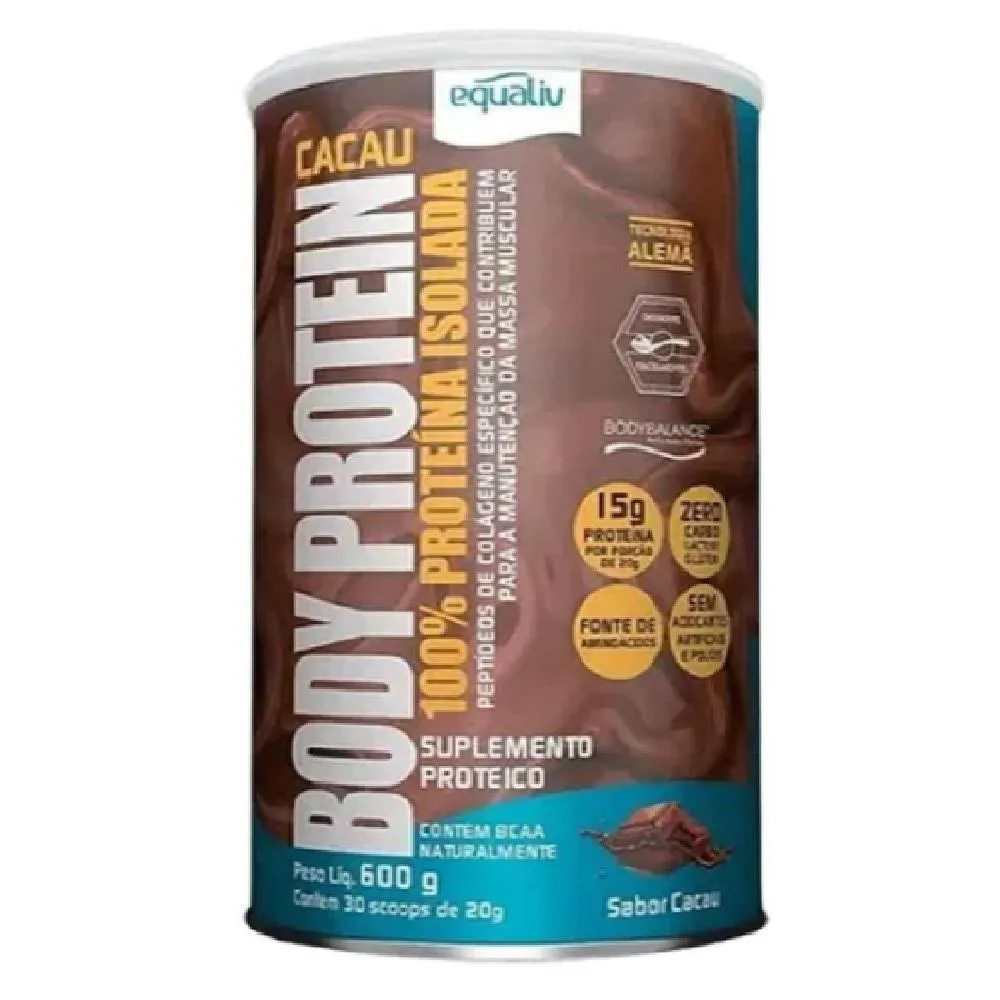 BODY PROTEIN PROTEINA ISOLADA PEPTíDEO COLáGENO 600G EQUALIV Chocolate