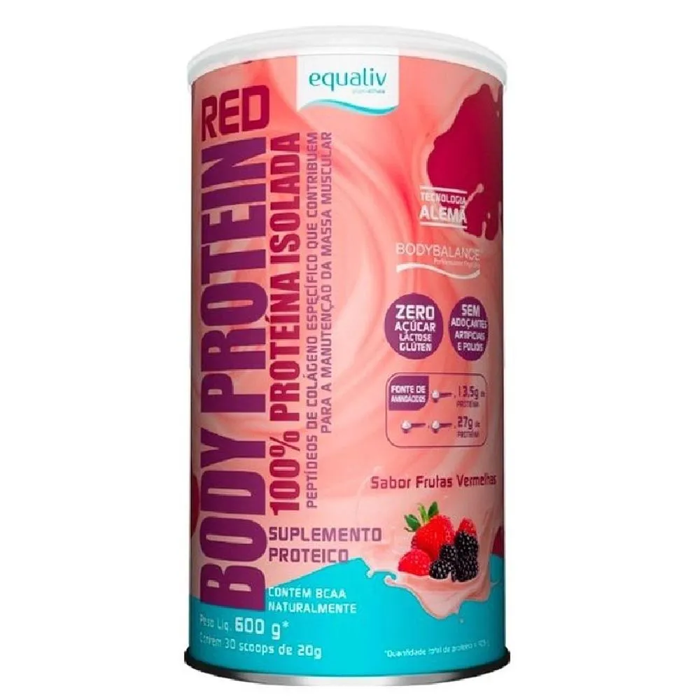 BODY PROTEIN PROTEINA ISOLADA PEPTíDEO COLáGENO 600G EQUALIV Frutas Vermelhas